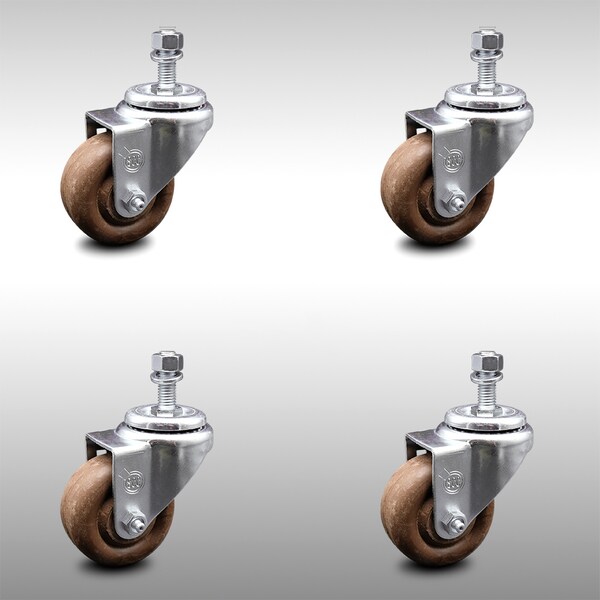 Service Caster 3 Inch SS High Temp Glass Filled Nylon Swivel 1/2 Inch Threaded Stem Caster Set SCC-SSTS20S314-GFNSHT-121315-4 - main